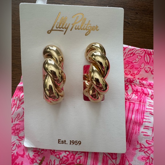 Lilly Pulitzer Island Escape Twisted Hoop Earrings NWT - Picture 4 of 10